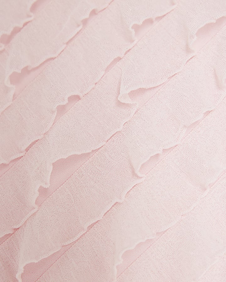 Pink Sleeveless Ruffle Top