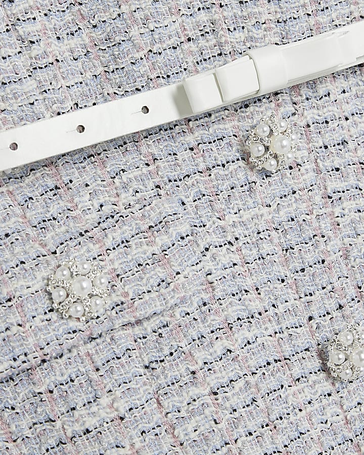 Purple Boucle Mini Shift Dress