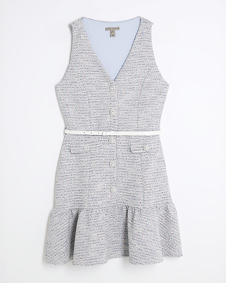 Purple Boucle Mini Shift Dress