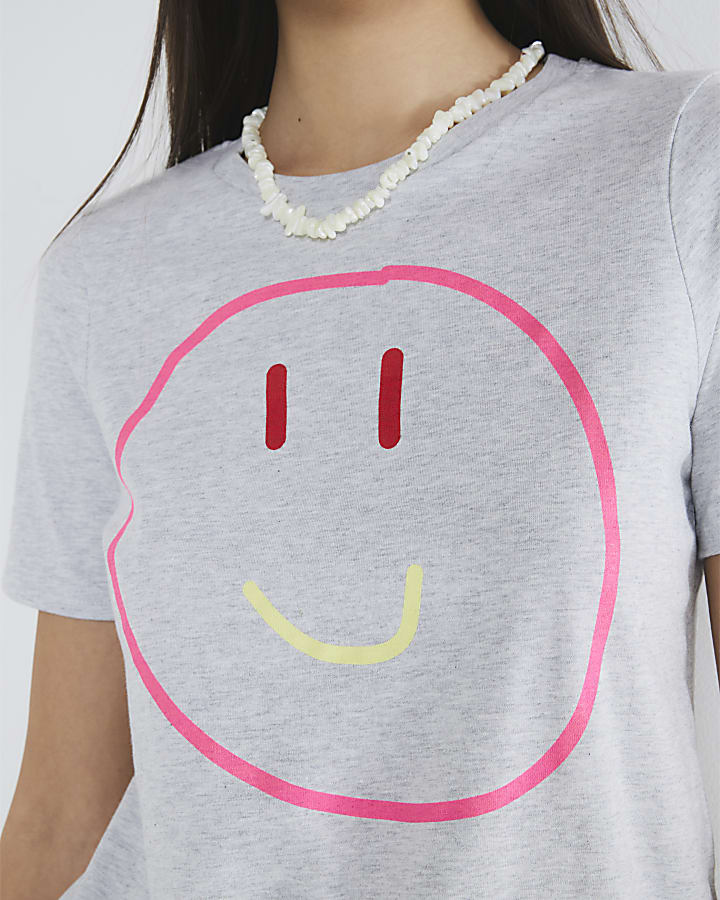 Grey Short Sleeve Smiley T-shirt