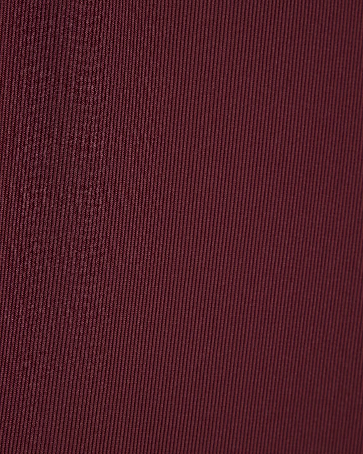 Red Ribbed Flared Trousers