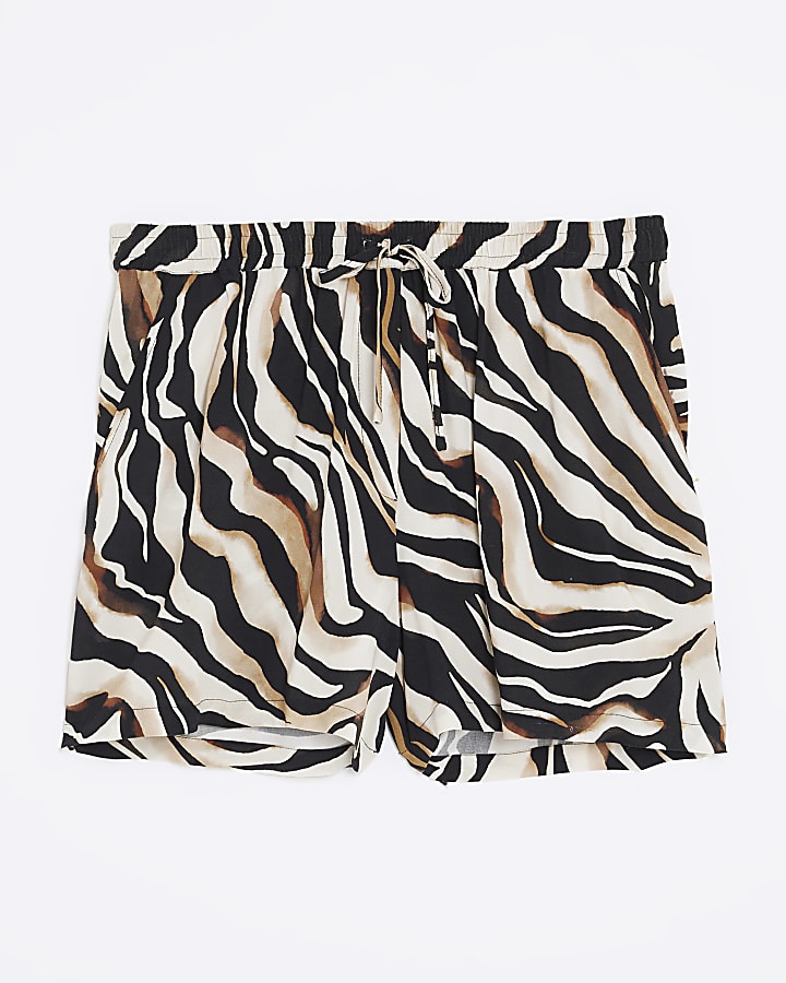 Beige Zebra Print Shorts