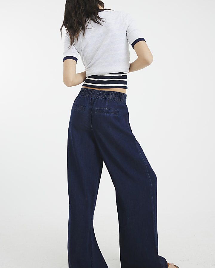 Blue Wide Leg Pyjama Style Jeans