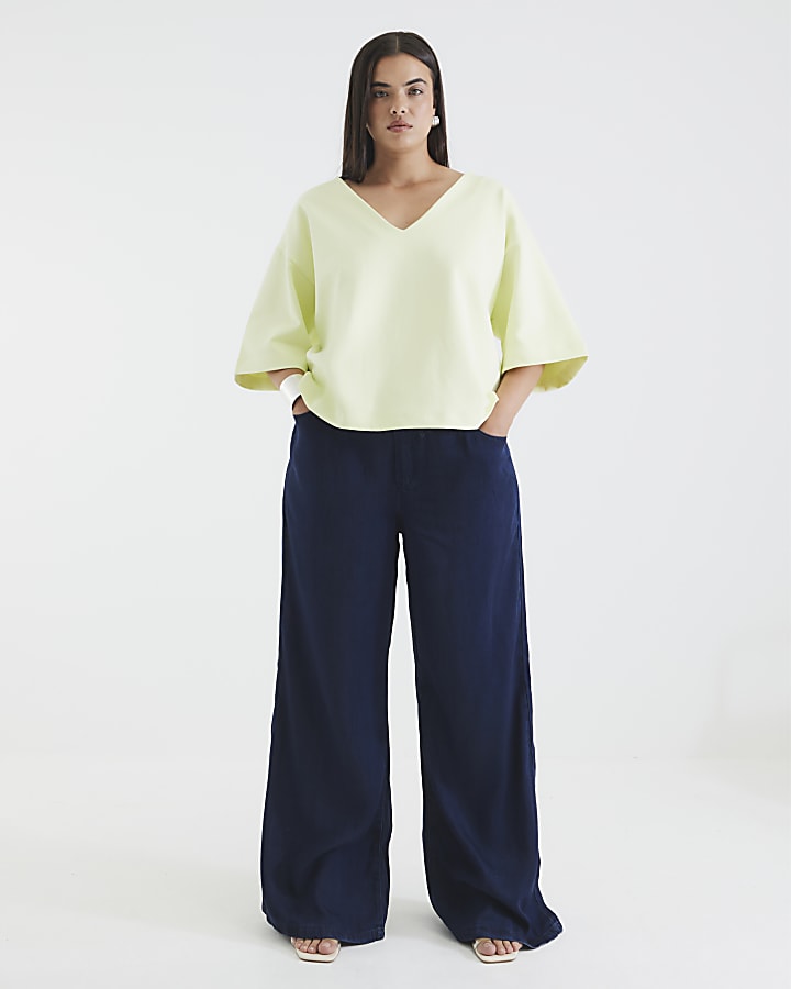 Blue Wide Leg Pyjama Style Jeans