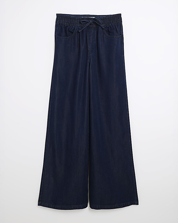 Blue Wide Leg Pyjama Style Jeans