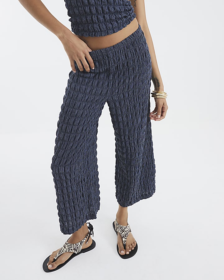 Blue Textured Culottes