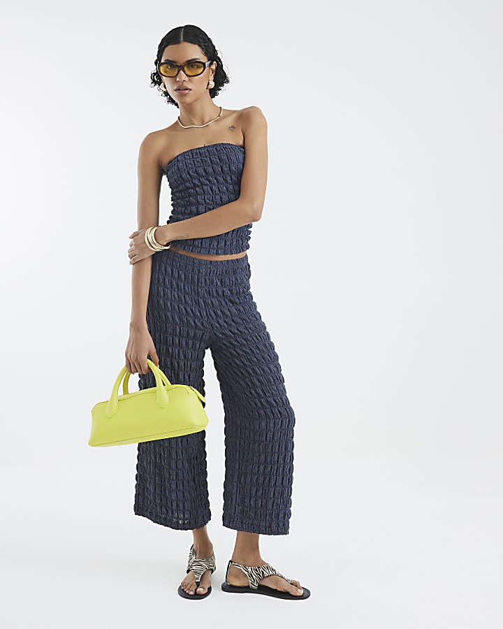Blue Textured Culottes