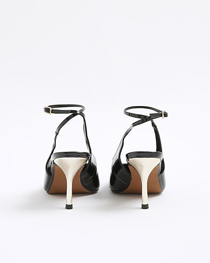 Black Patent Slingback Heels