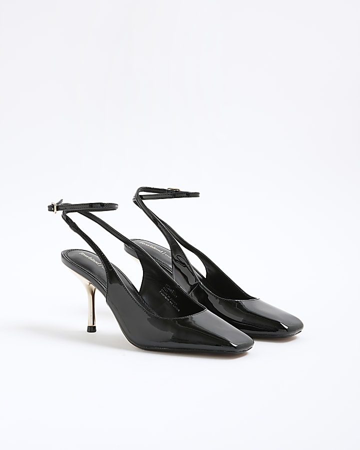 Black Patent Slingback Heels