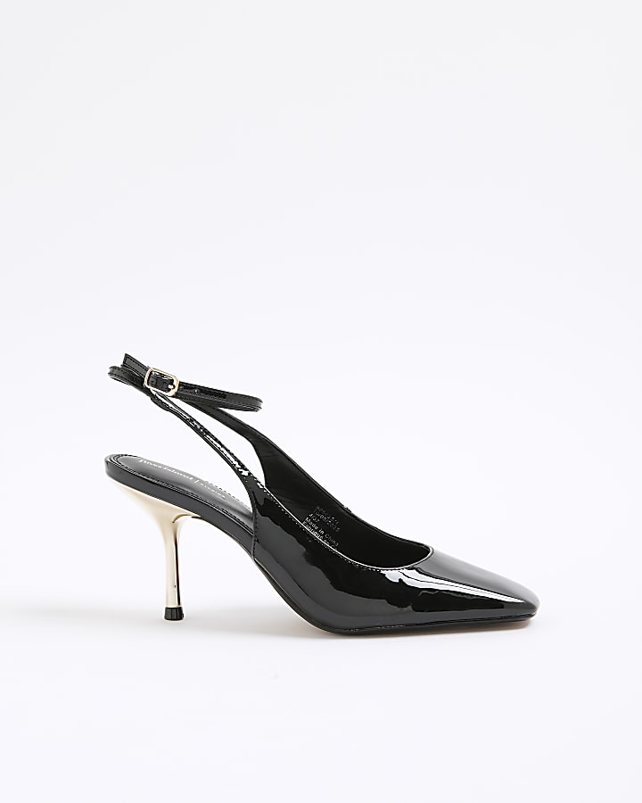 Black Patent Slingback Heels