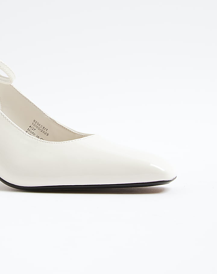 Cream Pointed Toe Sling Back Court Heels