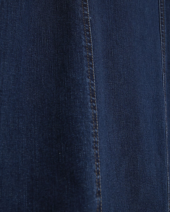 Blue Denim Long Sleeve Belted Bodycon Dress