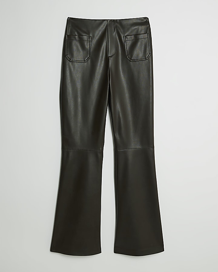 Brown Patch Pocket Fitted Bootcut Trousers