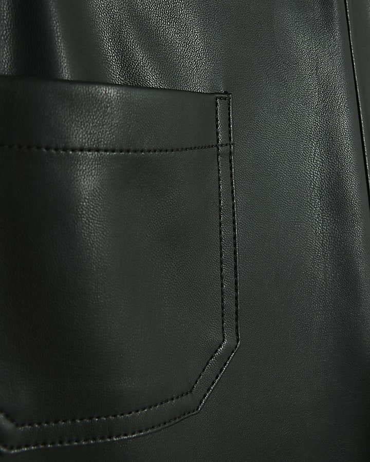 Black Patch Pocket Fitted Flared Trousers