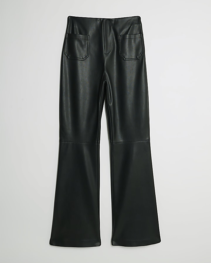 Black Patch Pocket Fitted Flared Trousers