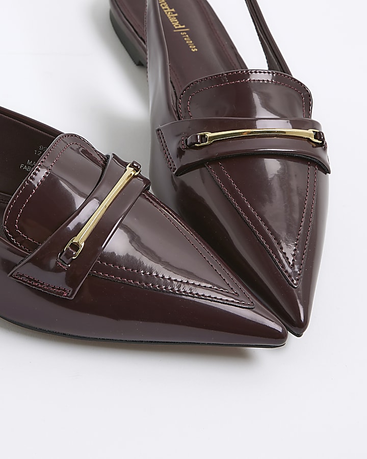 Red Pointed Slingback Loafers
