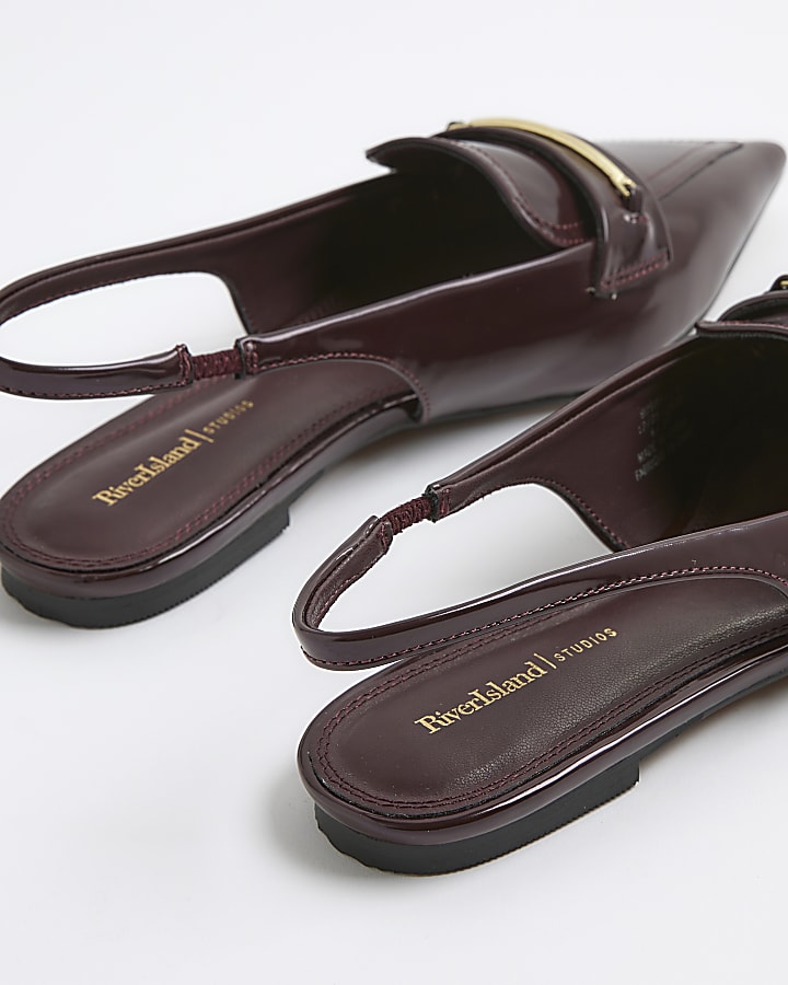 Red Pointed Slingback Loafers