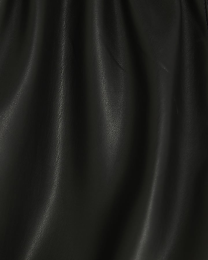 Black Elasticated Faux Leather Shorts