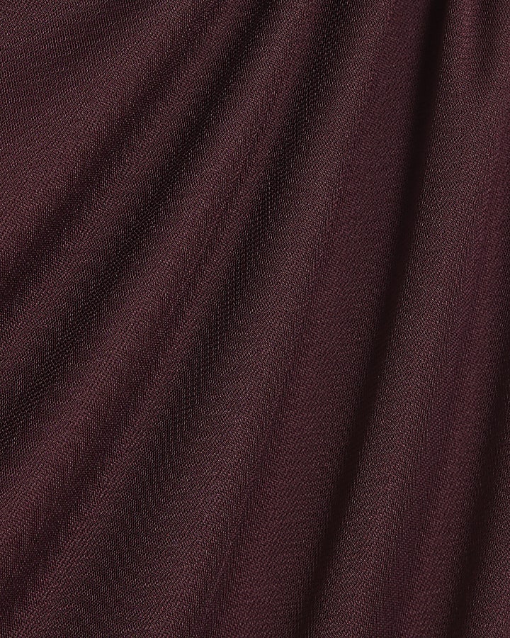 Red Sleeveless Shell Trim Drape Top