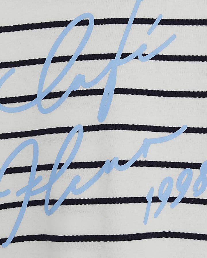 White Cafe Fleur Stripe T-Shirt