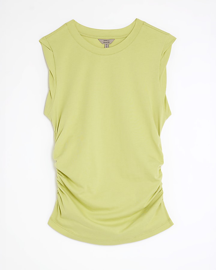 Lime Sleeveless Ruched Side Top