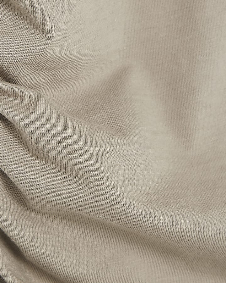 Grey Sleeveless Ruched Side Top
