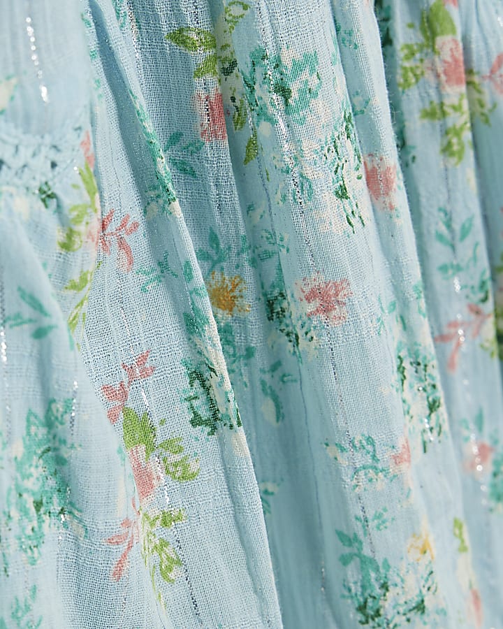 Blue Floral Mini Beach Dress