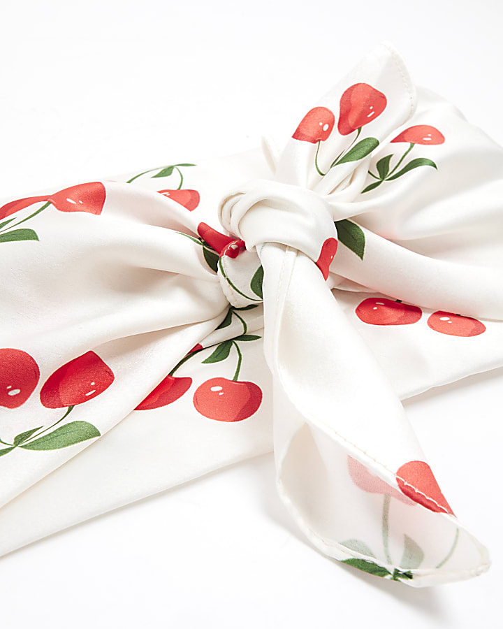 White Cherry Tie Me Up Bandana