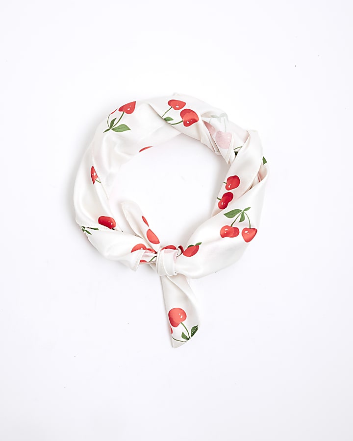 White Cherry Tie Me Up Bandana