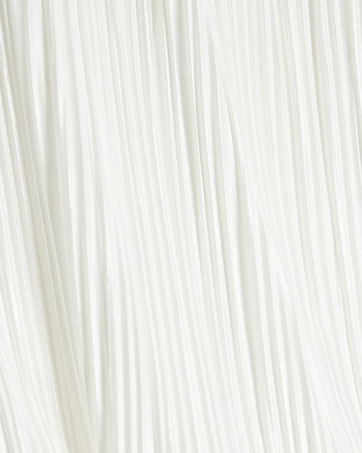 Cream Sleeveless Knot Detail Plisse Top