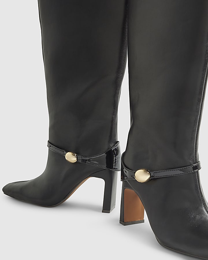Black High leg Gold hardware Boots