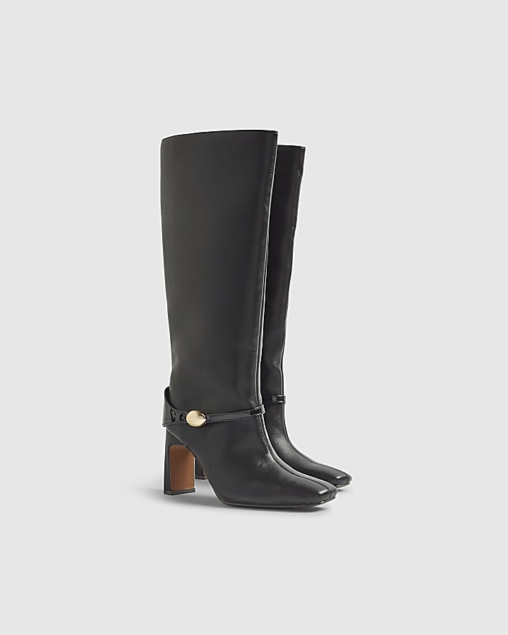 Black High leg Gold hardware Boots