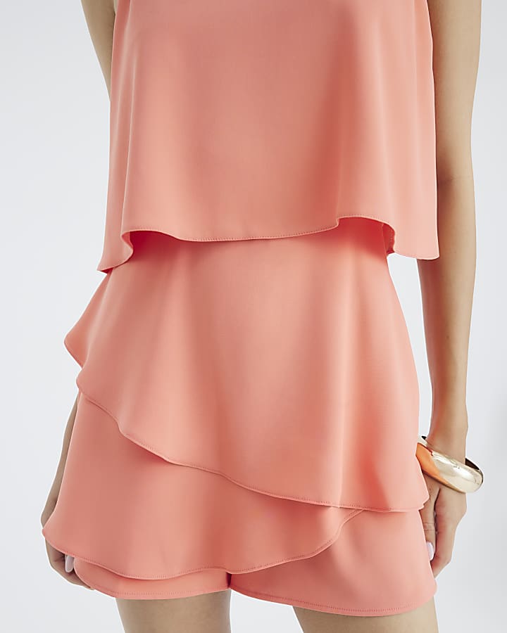 Coral Frill Layered Playsuit