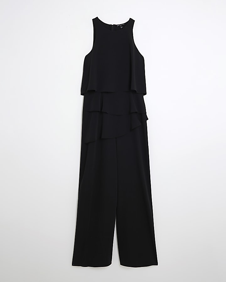 Black Layered Wide Leg Jumpsuit