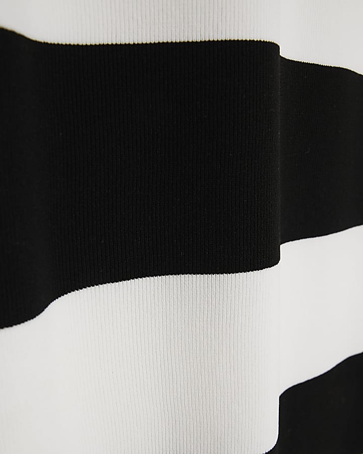 Black Stripe Knitted Belted Column Dress