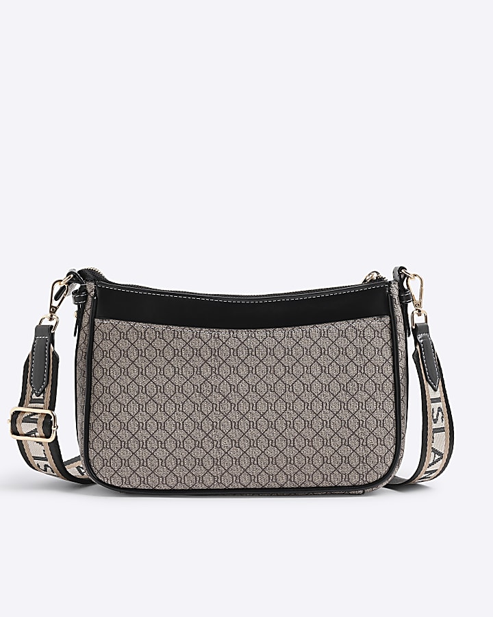 Beige RI Monogram Pocket Front Cross Body Bag