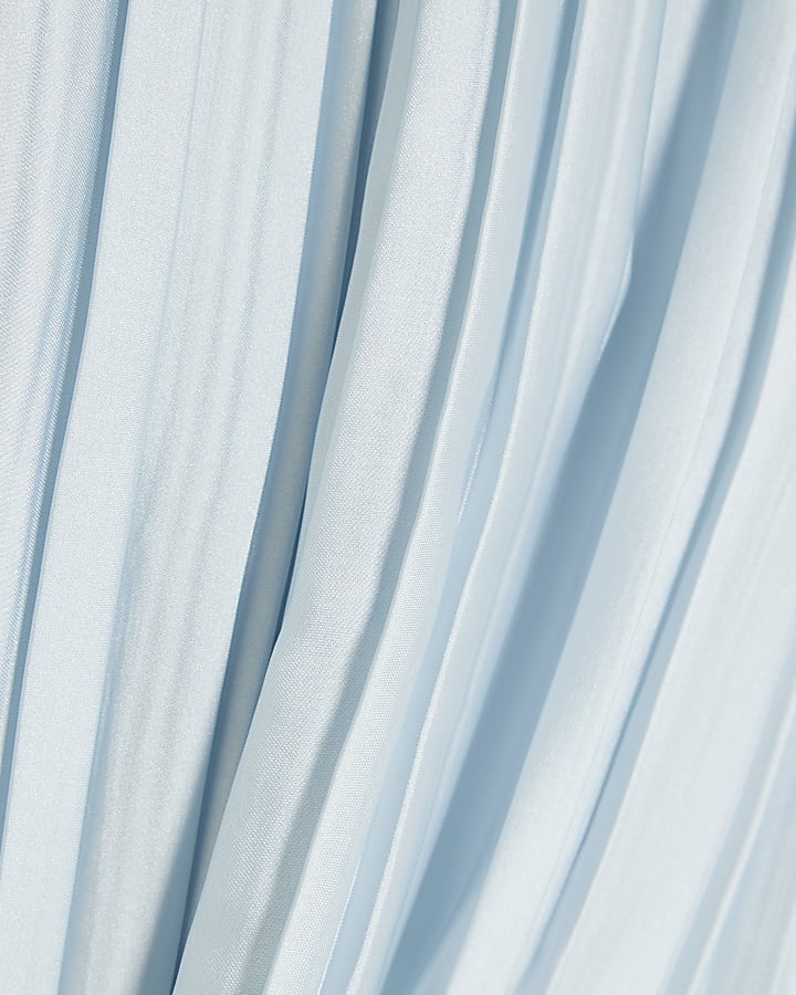 Blue Short Sleeve Pleated Hybrid T-shirt