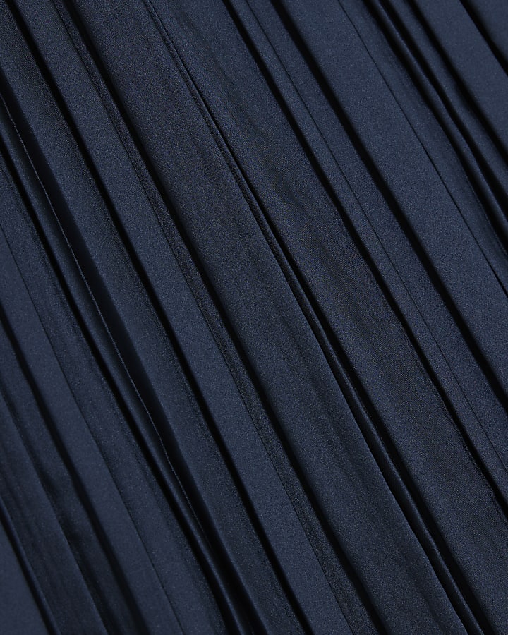 Navy Short Sleeve Pleated Hybrid T-shirt