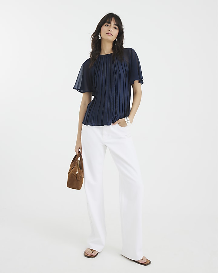 Navy Short Sleeve Hybrid T-shirt