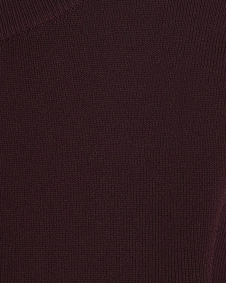 Red Knit Long Sleeve Top