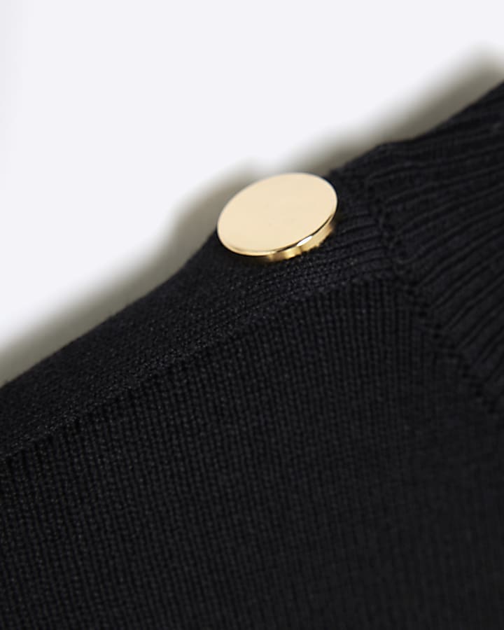 Black Knit Long Sleeve Top