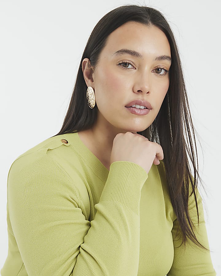 Green Knitted Long Sleeve Top