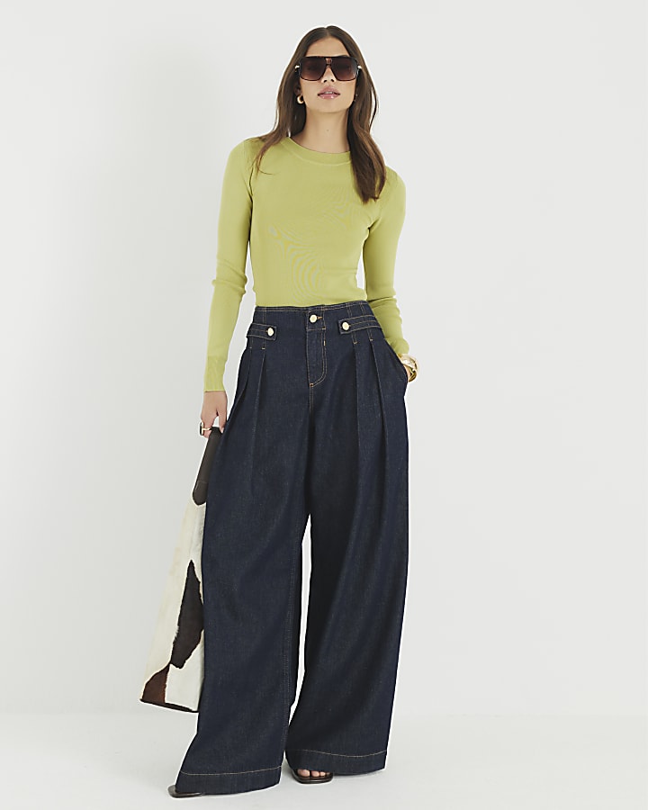Green Knitted Long Sleeve Top