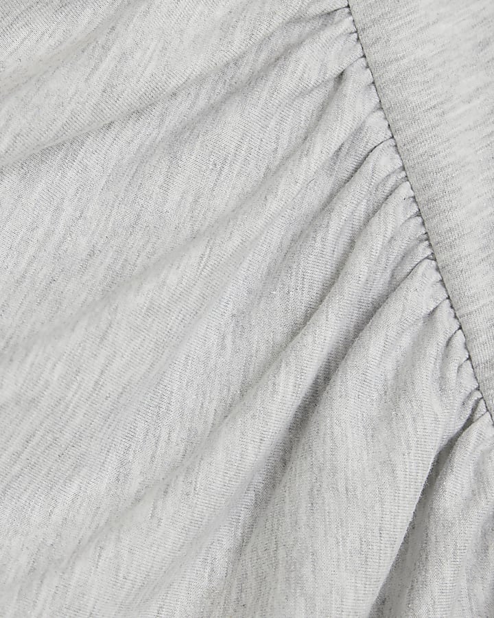 Grey Sleeveless Gathered Tank Top