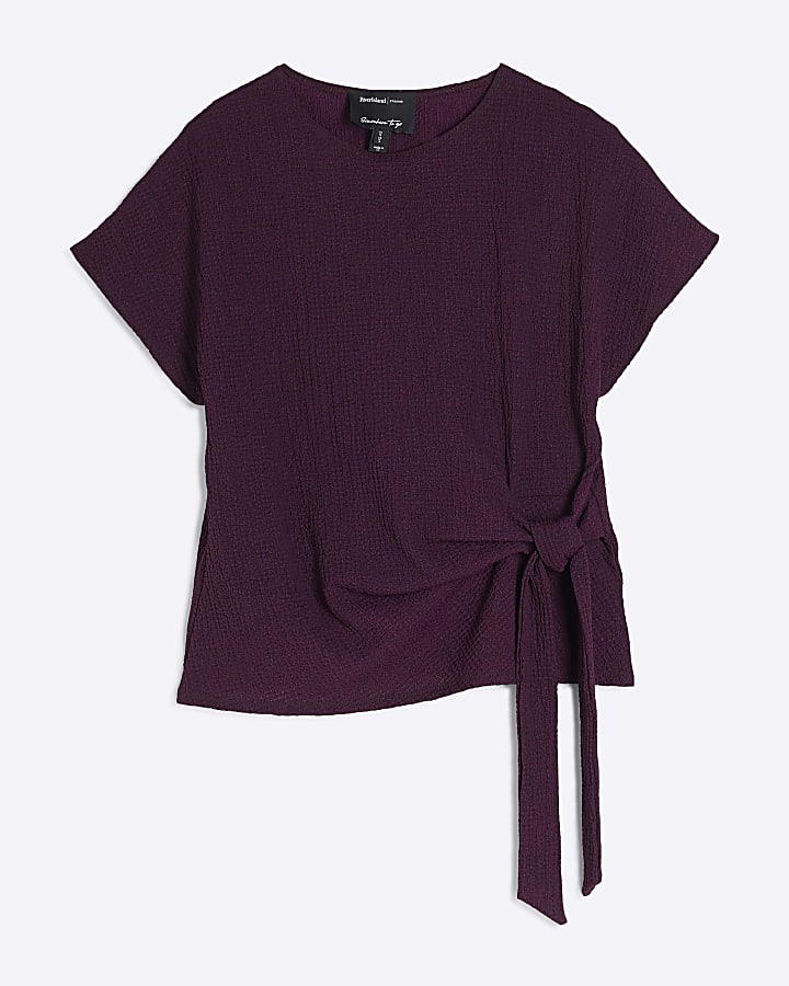 Purple Short Sleeve Textured T-shirt