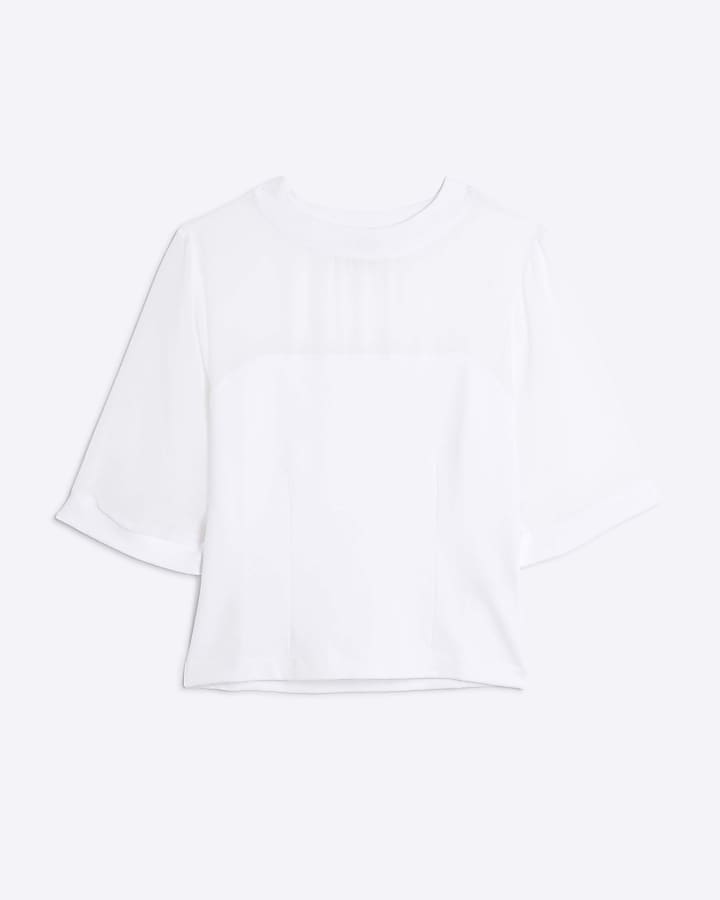 White Sheer Corset Hybrid T-Shirt