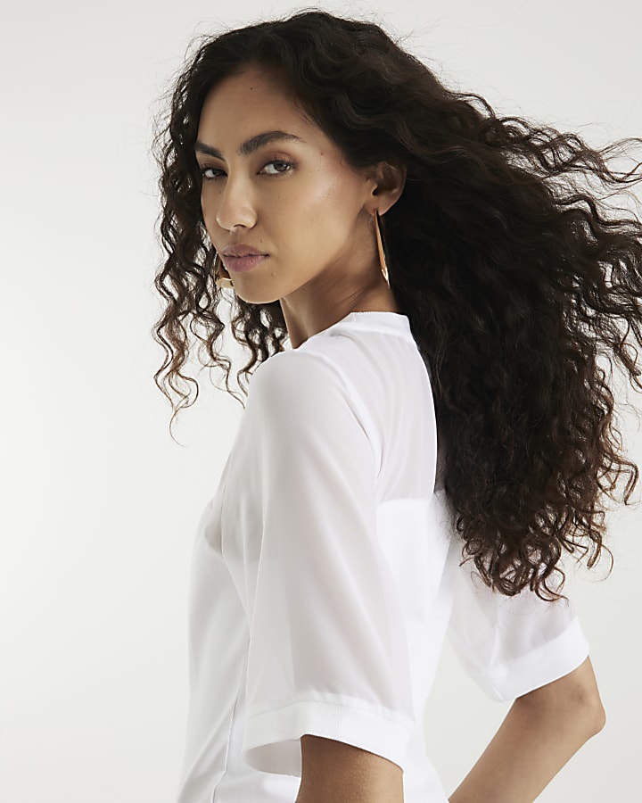 White Sheer Corset Hybrid T-Shirt