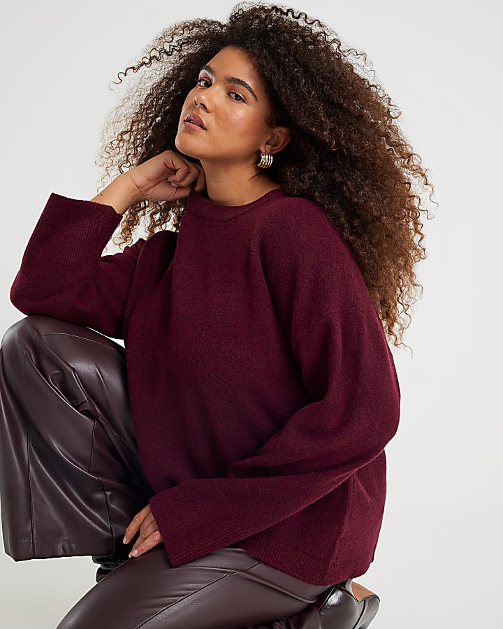 Red Knitted Crew Neck Jumper