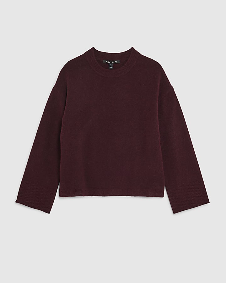 Red Knitted Crew Neck Jumper