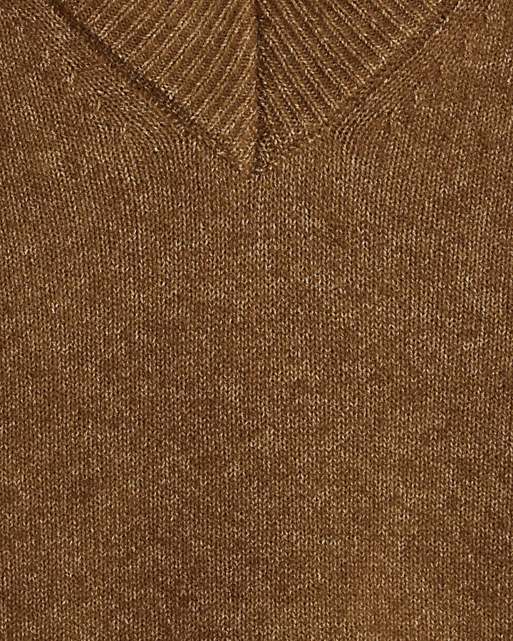 Brown V Neck Jumper